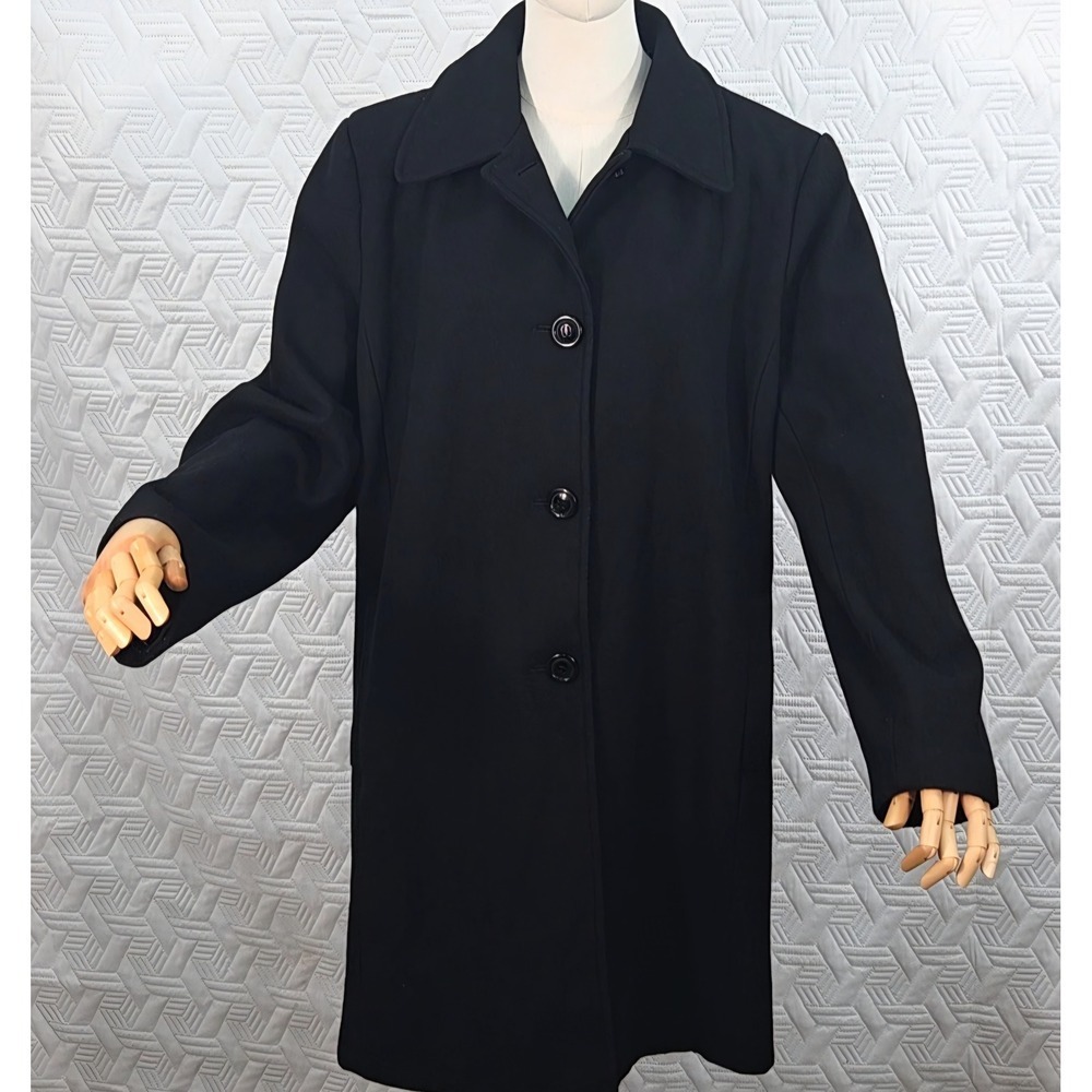 Collection Gallery Black Wool Blend Car Coat Women‎ XL Button Front Long Jacket